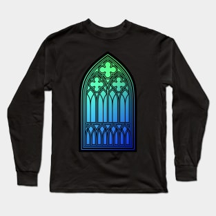 Gothic Window Green Long Sleeve T-Shirt